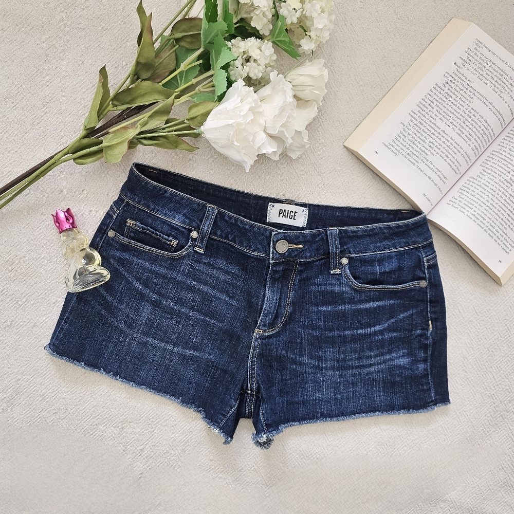 PAIGE [Like New] Dark Wash Cutoff Denim Shorts - Size 28